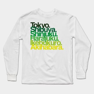 Tokyo Districts (greens) Long Sleeve T-Shirt